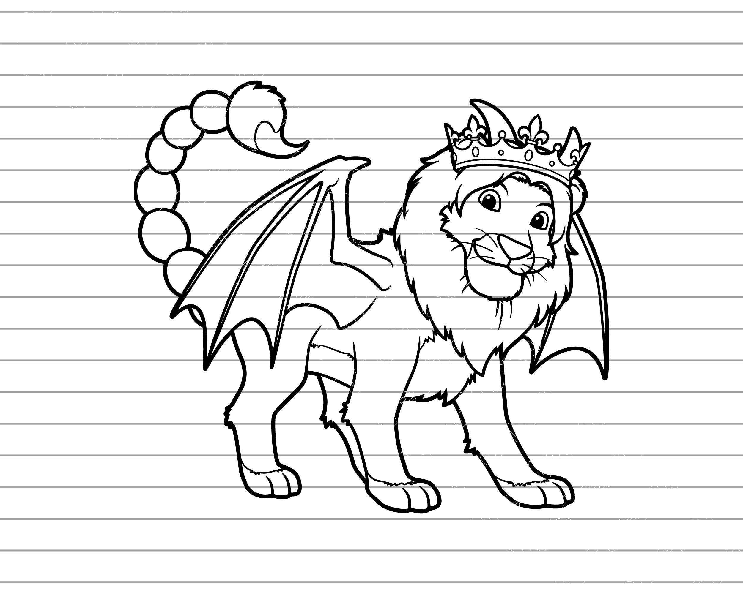 Manitcore Cartoon Manticore Cartoon Lion Vector Illustration, Lion SVG PNG JPG, Lion Art ...