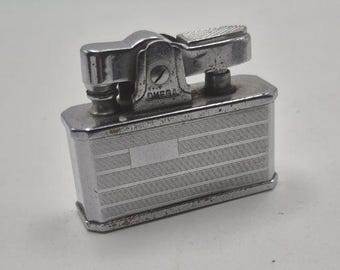 Vintage OMEGA Superlighter Semi-Automatic Petrol Lighter, 1950s Japan Pocket Lighter Art Deco, Working Lighter, Collectible Lighter, Gift