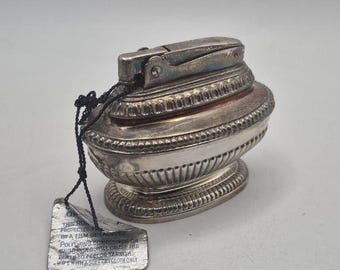 Rare Boxed Vintage Ronson Queen Anne Petrol Lighter Full Set, Silver Plated Table Lighter with Box and Instructions Made in England, Working