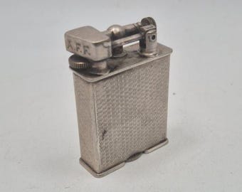 Antique Parker Beacon Lift-Arm Petrol Lighter Art Deco 1920s Swiss Made Licensed Dunhill Pat 143752 Engine-Turned Silver Plated