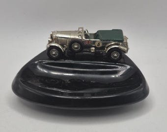 Vintage Matchbox Models of Yesteryear 1929 Bentley Ash Tray, Lesney Diecast Car No. 5 Ceramic Trinket Dish, Mid Century Tobaccoriana Gift