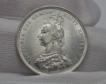 1887 Queen Victoria 1 Shilling Silver Coin - Jubilee Head, United Kingdom Great Britain Victoria Dei Gratia