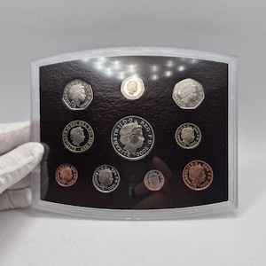2000 Storbritanniens Executive Proof-myntset, Royal Mint Millennium-samling med 10 mynt och minnesmedalj, gåva