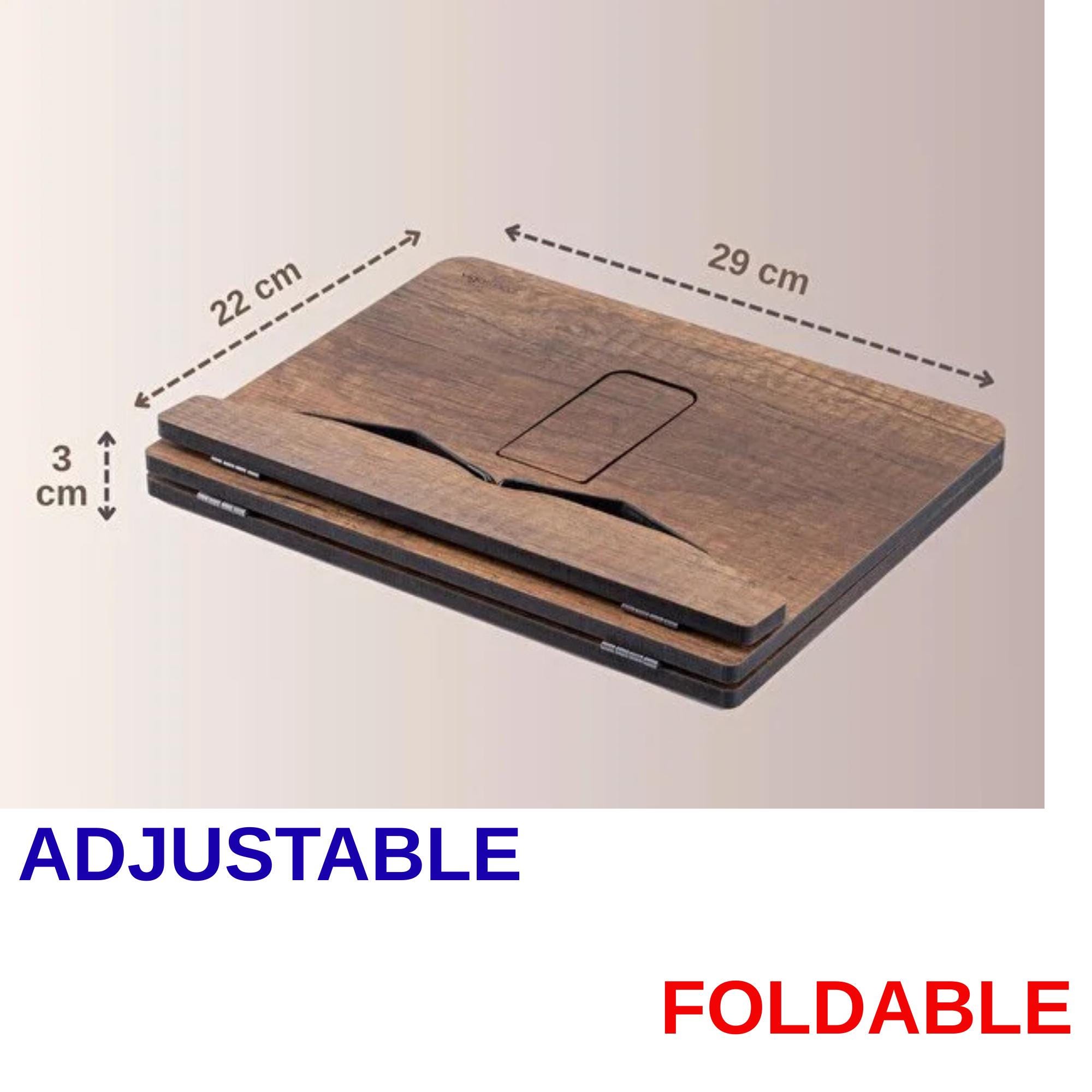 Foldable Reading Table Adjustable Wooden Book Reading Stand, Walnut Color, for Bible Reading ...