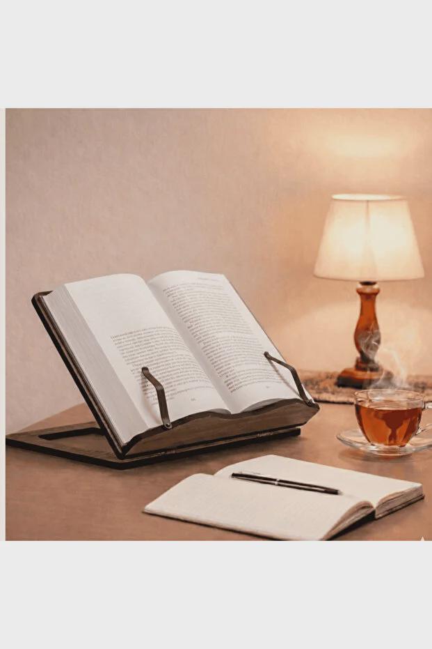 Foldable Reading Table Adjustable Wooden Book Reading Stand, Walnut Color, for Bible Reading ...