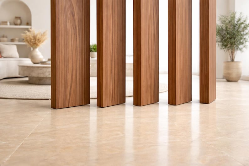 Wooden Slat Room Divider with Privacy Screen, Freestanding Custom Design image 13