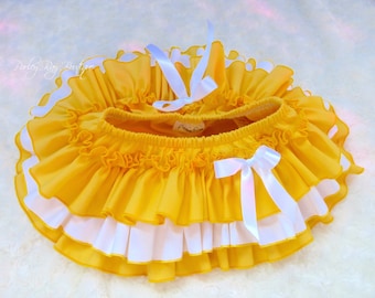 Beautiful Parley Ray Baby Girls Ruffle Skirt Yellow All Around Ruffled Baby Bloomers/ Diaper Cover / Photo Props