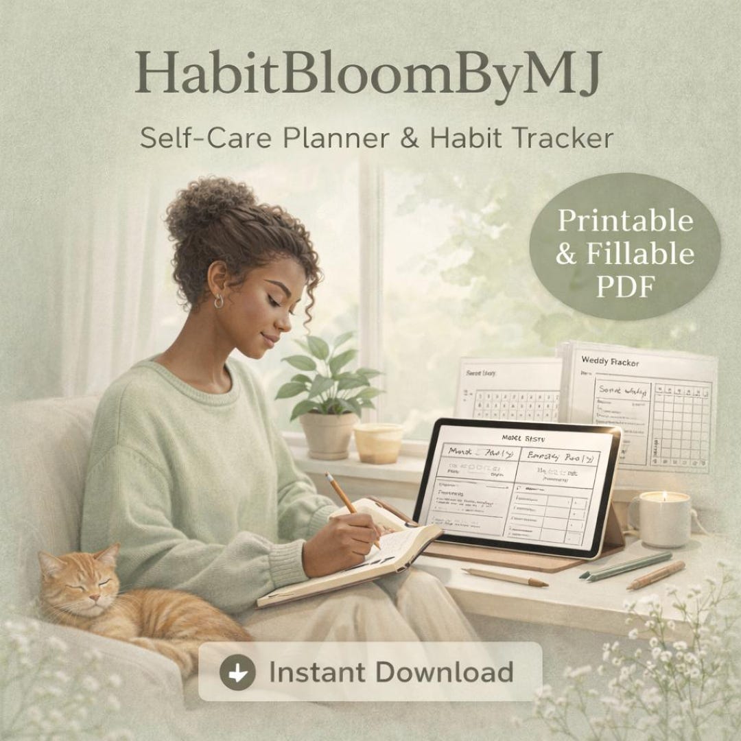 Self-care Planner | Weekly Habit Tracker, Mood Journal (printable PDF ...