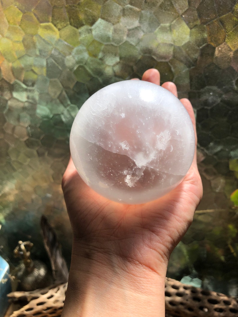 White Selenite Sphere Crystal Ball stand included 3 inches