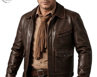 Vintage braune Lederjacke für Herren, Entdecker-Abenteuermantel, Archäologe, Raiders inspirierte Oberbekleidung