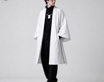 Anime Inspiriert Weiß Leder Kimono Cosplay Mantel JJK Gojo Stil lange Jacke Limited Edition