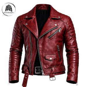 Men’s Burgundy Leather Jacket, DMC Dante Inspired Jacket, Limited Edition