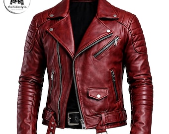Burgunder Lederjacke für Herren, DMC Dante inspirierte Jacke, Limited Edition