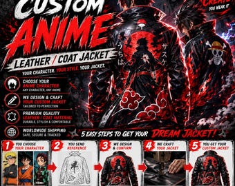 Entwerfen Sie Ihre eigene Anime Jacke Jeder Charakter Benutzerdefinierte Ledermantel Personalisierte handgefertigte Männer Frauen