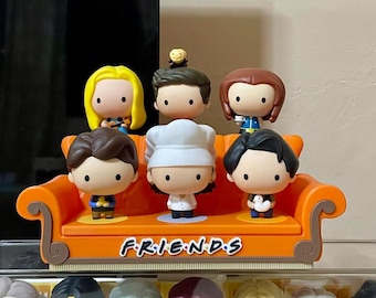 Sofa Display Stand for McDonald's x Friends Toys Compatible Couch Stand, Orange, Collectable Holder