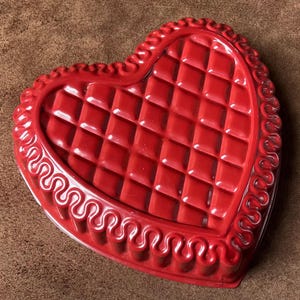vintage red heart shaped cake baking pan