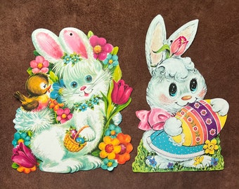 Vintage Easter bunny cardboard decorations