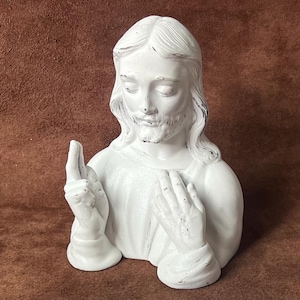 Vintage Jesus Christ bust ceramic statue, figuring