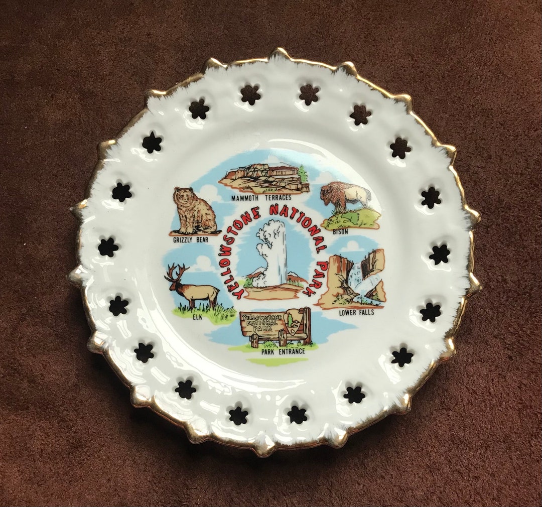 Vintage Yellowstone National Park Decorative Plate Etsy