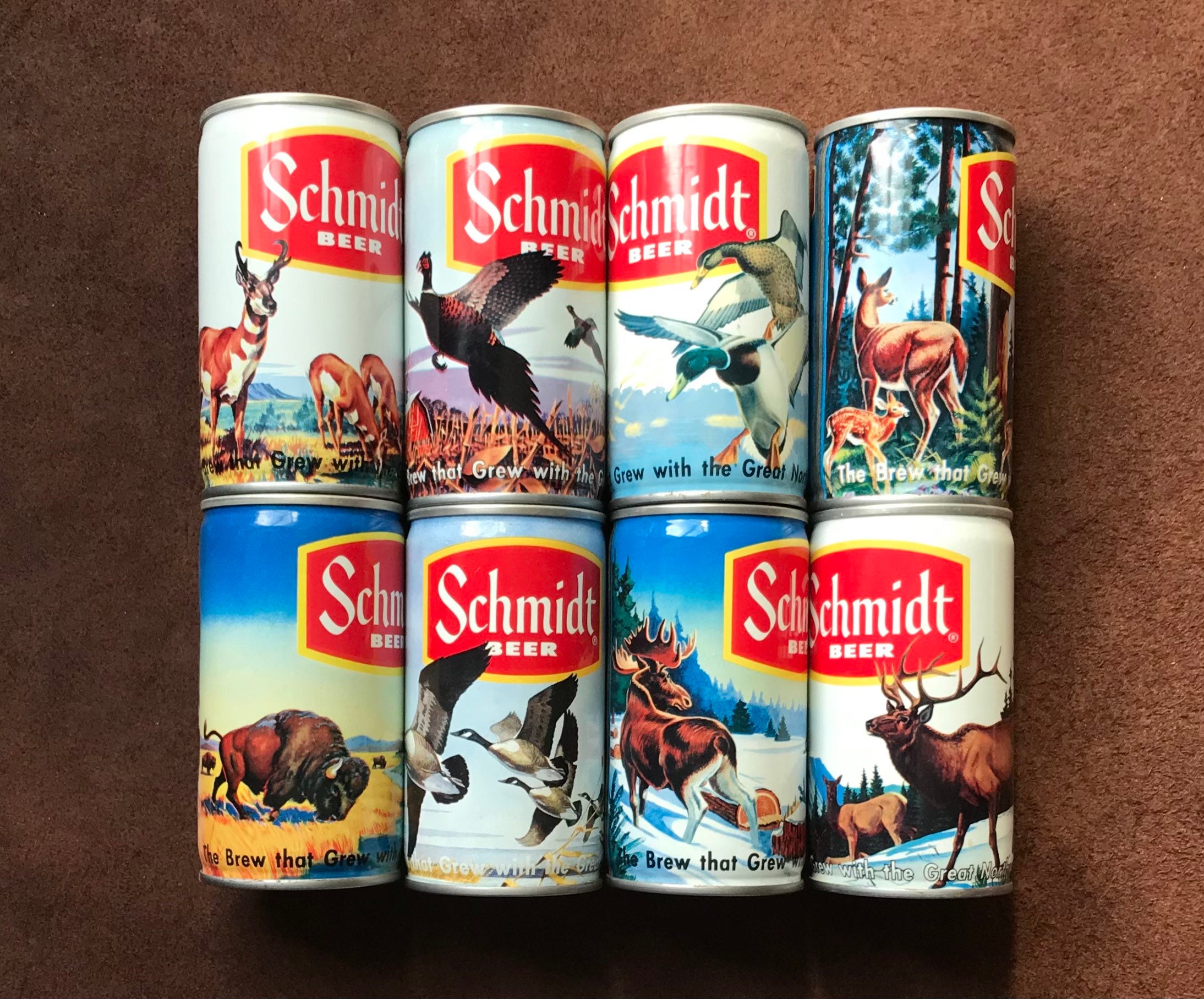 Vintage Schmidt Beer Can Collection American Wildlife Themed 
