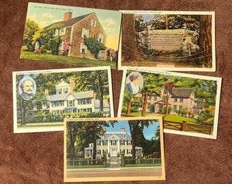 Collection de cinq cartes postales vintage du Massachusetts
