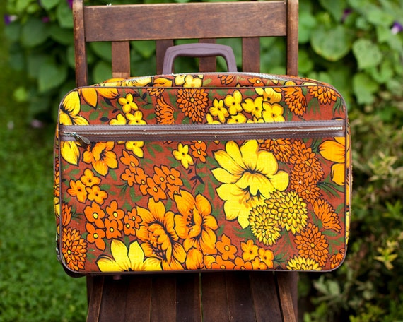 Items similar to Retro Vintage Floral Suitcase on Etsy