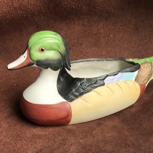 Vintage 80s 90s Glass duck open back