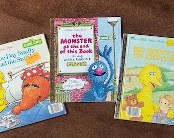 Collection of three vintage Sesame Street little golden books