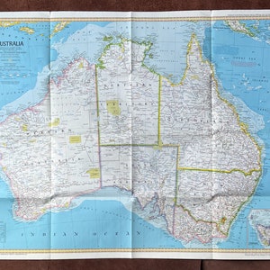 70er 80er National Geographic Map Of AUSTRALIA