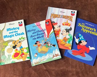 Collezione di quattro libri vintage di Topolino per bambini - Il meraviglioso mondo della lettura di Walt Disney