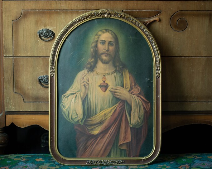 Vintage Jesus Christ Wall Decor Frame Picture Etsy