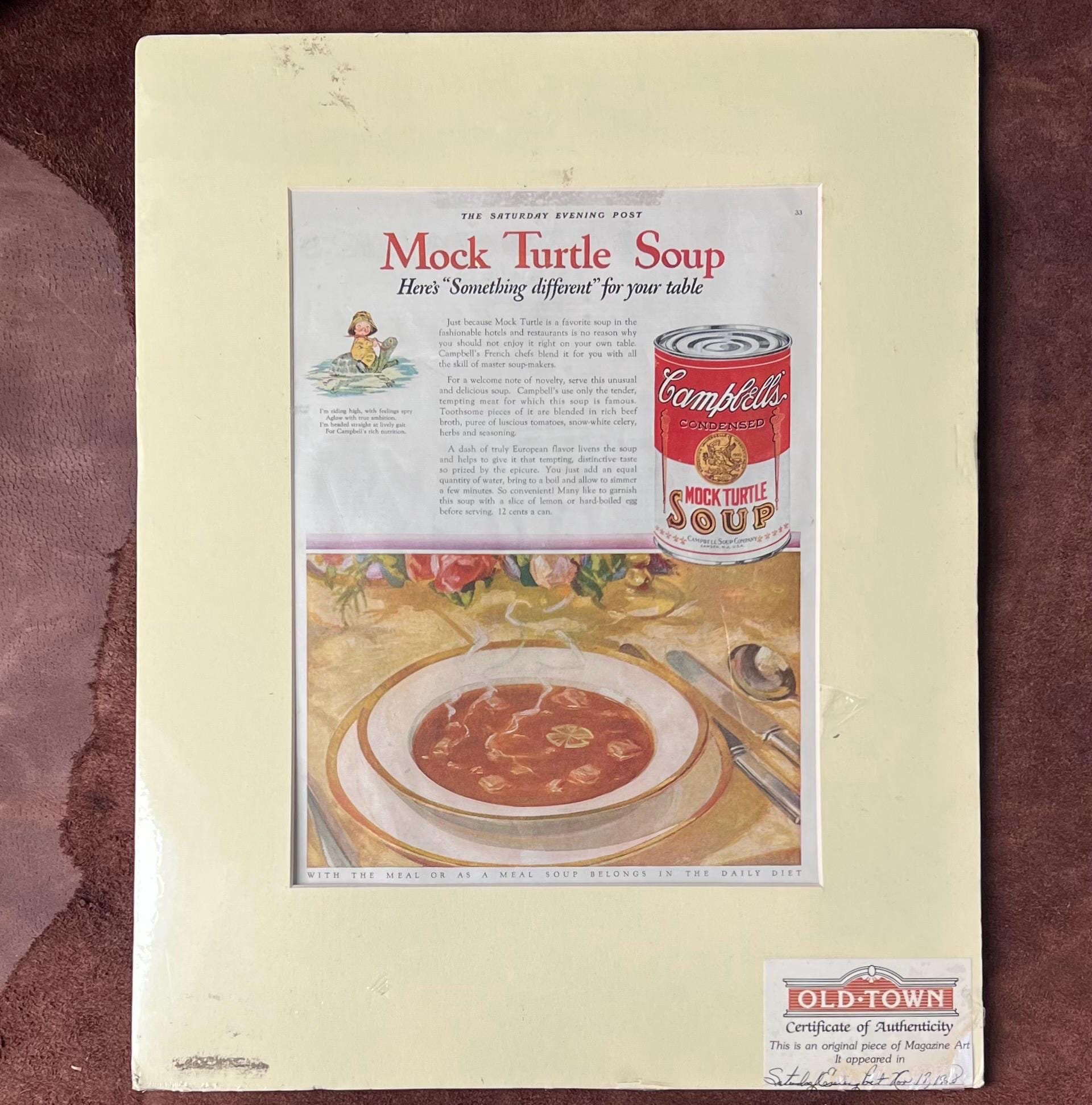 Vintage 1920s Campbells Mock Turtle Soup Saturday Evening Post