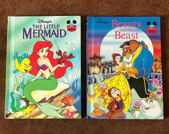 Coppia di libri per bambini Walt Disney degli anni '90 - La Sirenetta - La Bella e la Bestia