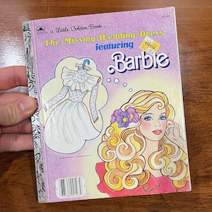 vintage 80s Little Golden Book - The Missing Wedding Dress featuring Barbie