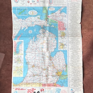 vintage standaard oliewegenkaart (staat) van MICHIGAN