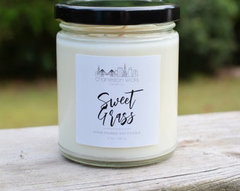 Sweet Grass ~ 8 oz. Handpoured All Natural Soy Candle ~ Charleston, SC