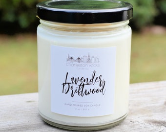 Lavender Driftwood ~ 8 oz. Handpoured All Natural Soy Candle ~ Charleston, SC