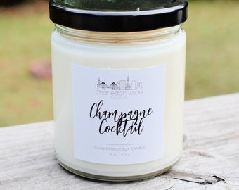 Champagne Cocktail ~ 8 oz. Handpoured All Natural Soy Candle ~ Charleston, SC