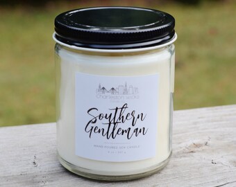 Southern Gentlemen ~ 8 oz. Handpoured All Natural Soy Candle ~ Charleston, SC