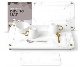 Diatomaceous Earth Dish Drying Mat: 15.7x11.8" Quick-Dry Stone Sink Pad