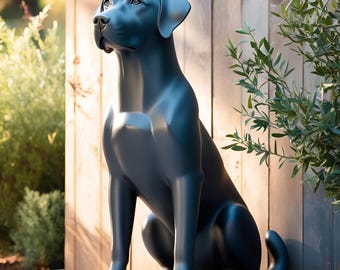 Escultura minimalista de labrador: arte moderno para interiores y exteriores, monumento conmemorativo para mascotas