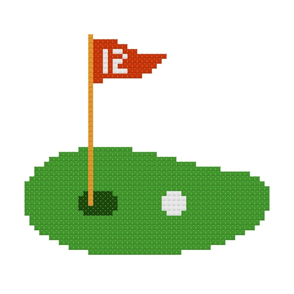Golf Green Flag Needlepoint Chart | Golf Sport Canvas Design (Instant Download)
