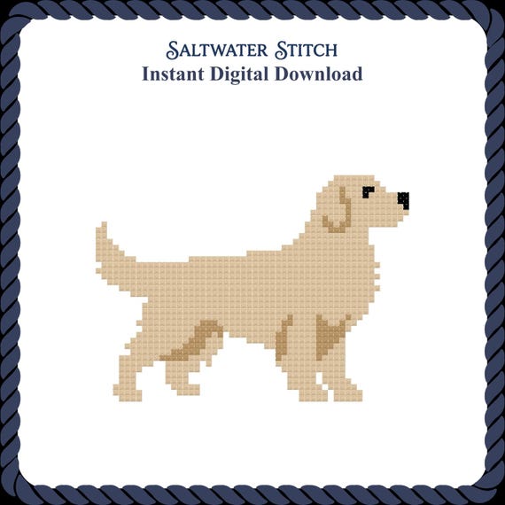 DIY Needlepoint Golden Retriever | Digital Chart For Painting Your Own Canvas | Easy Needlepoint Pdf | Instant Download | 18 Mesh