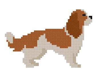 DIY Needlepoint Cavalier King Charles Spaniel |Digital Chart For Painting Your Own Canvas| Easy Needlepoint Pdf | Instant Download | 18 Mesh