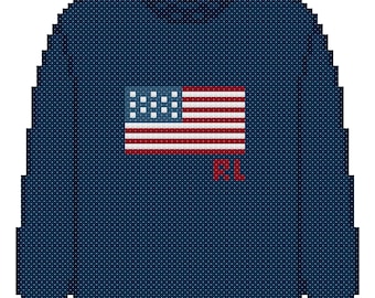 DIY Needlepoint USA Sweater (Navy) | Digital Chart For Painting Your Own Canvas | Easy Needlepoint PDF | Instant Download | 18 Mesh