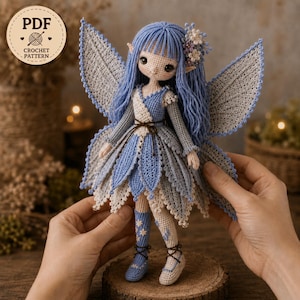 Frostwood Fairy Crochet Pattern PDF, Winter Fairy Amigurumi Doll, Wings Doll Pattern, Fantasy Crochet Doll, English Tutorial