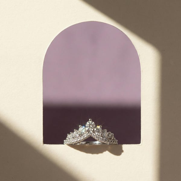 Moissanite Crown Ring 925 Sterling Silver Victoria Tiara Band
