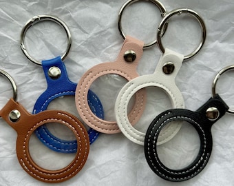 Self Finishing Needlepoint Keychain | Leather Key Fob  | 1.5 inch Insert | Needlepoint Bag charm | 5 Colors