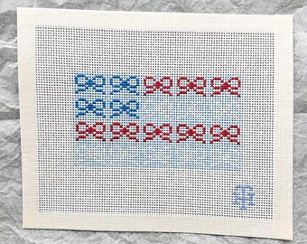 Bow American Flag Needlepoint Canvas | Patriotic Needlepoint | Coquette Americana Canvas | Fourth of July Needlepoint | USA Bow