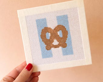 Pretzel Needlepoint Canvas – Hand-Painted 13 Canvas